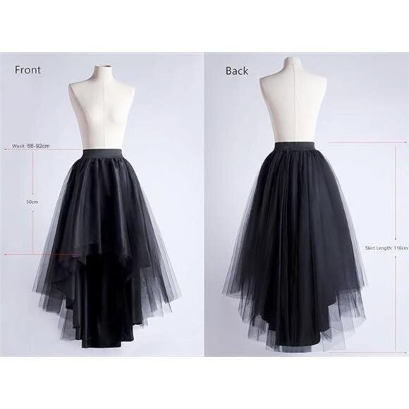 High Low Tulle Skirt for Women Red - Picture 2 of 6